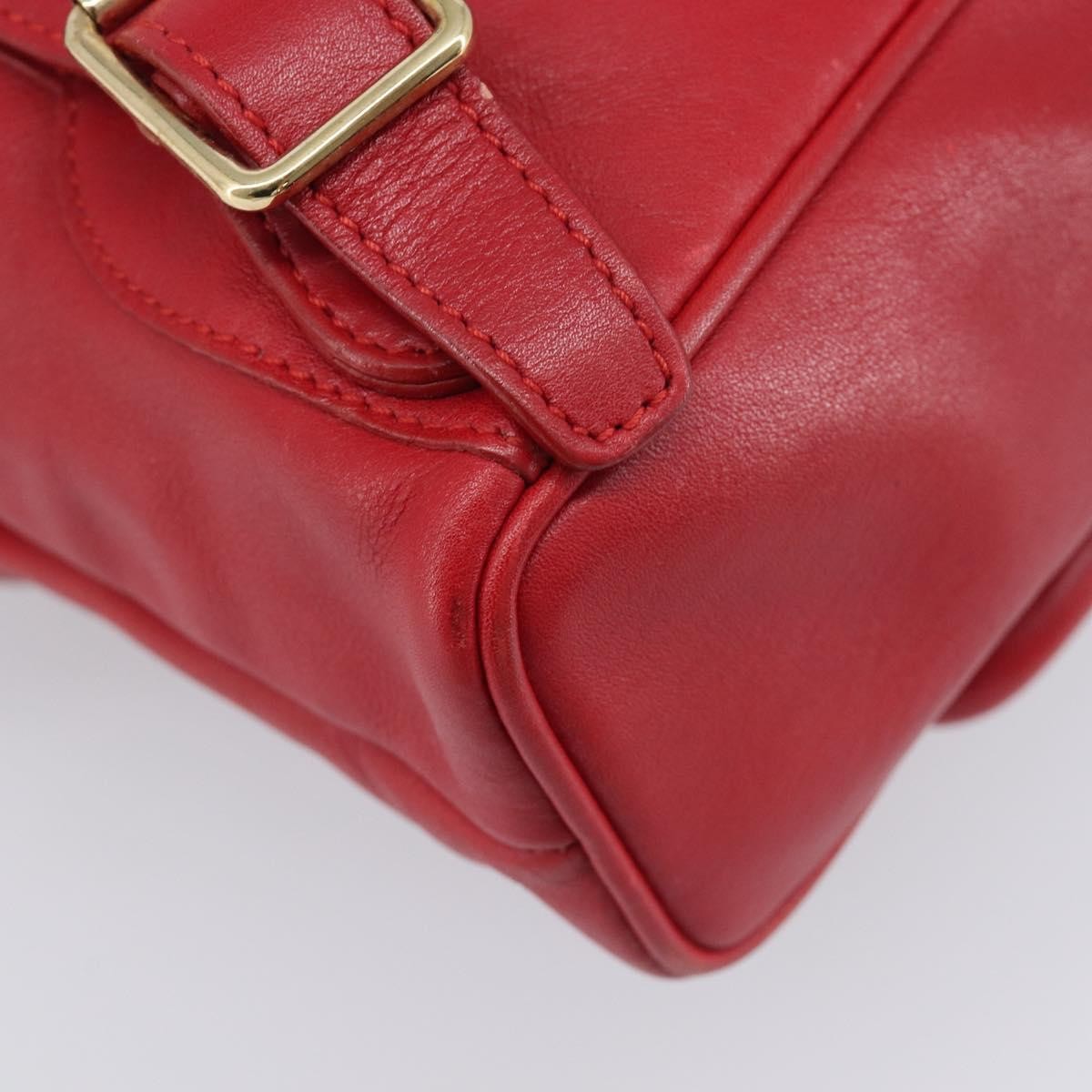 Gucci Vintage Bamboo Leather, Red, Leather, Backpack