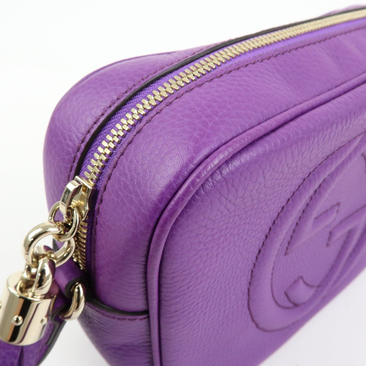 Gucci Soho Disco Leather, Purple, Leather, Crossbody Bag