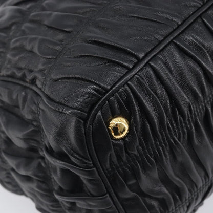 Prada Gaufre Double Zip Convertible Nappa Leather, Black, Leather, Tote Bag