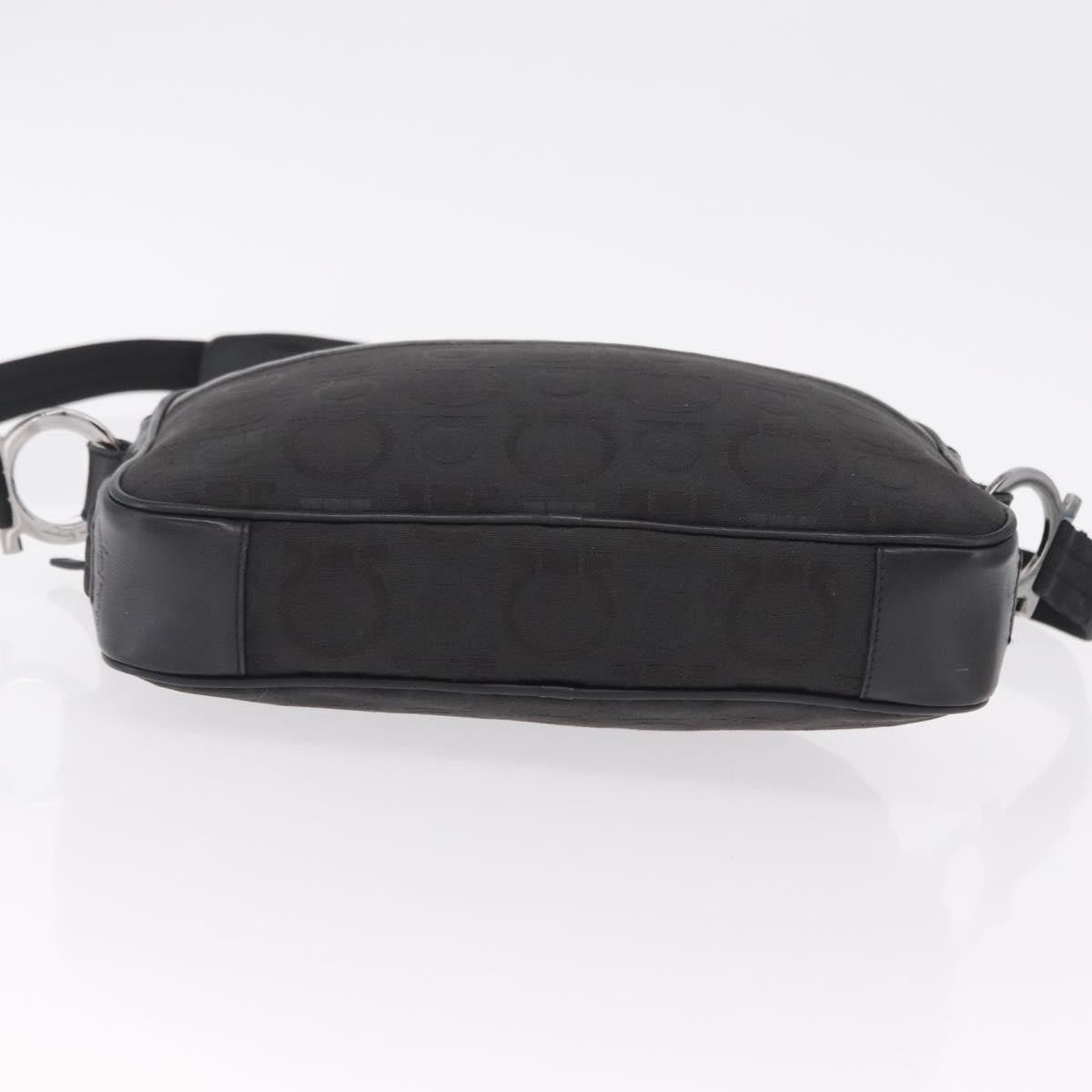 Salvatore Ferragamo Gancini Canvas, Black, Canvas, Crossbody Bag
