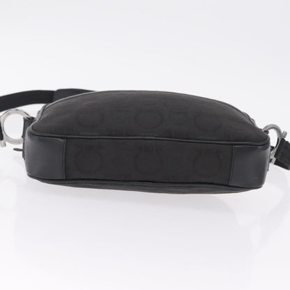 Salvatore Ferragamo Gancini Canvas, Black, Canvas, Crossbody Bag