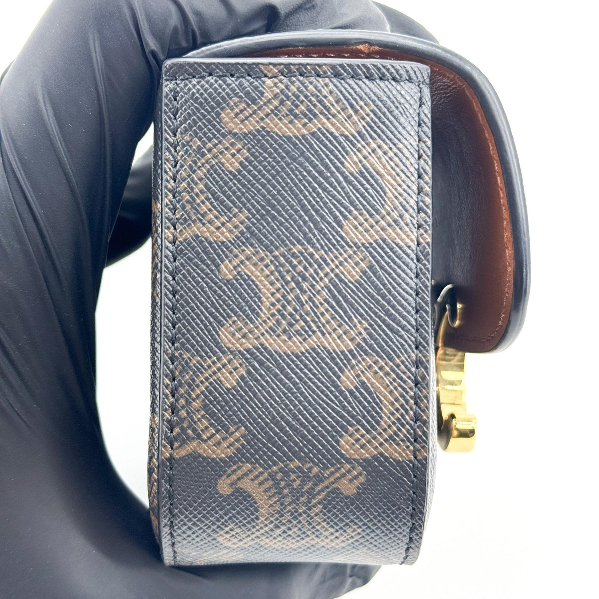Celine Triomphe Triomphe Coated Canvas, Black, Canvas, Shoulder Bag