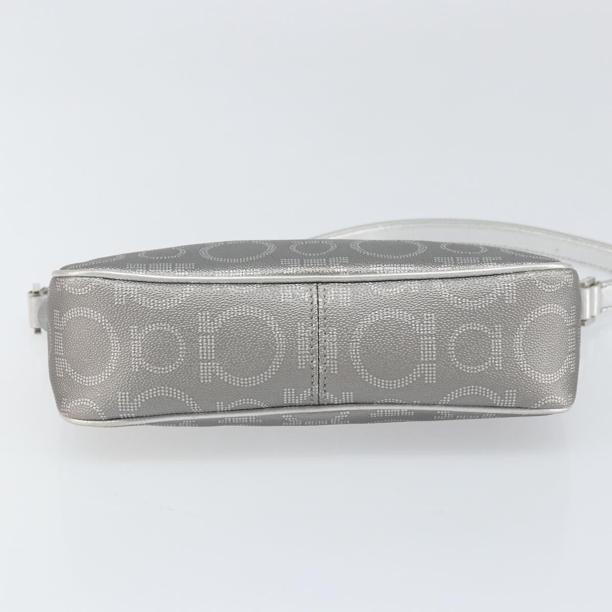 Salvatore Ferragamo Gancini Leather, Silver, Leather, Crossbody Bag