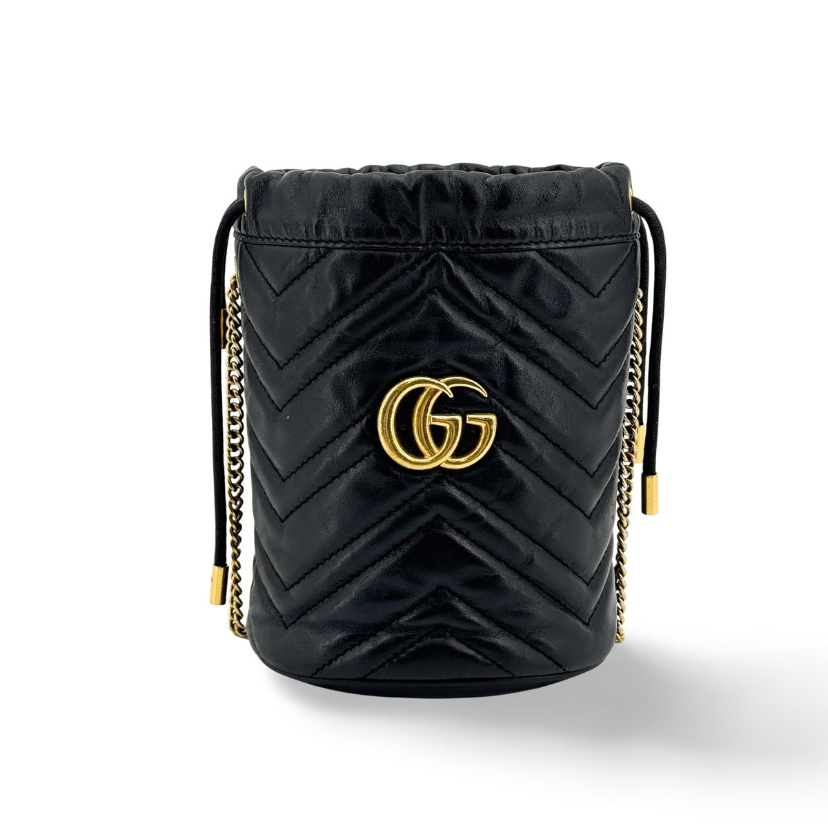 Gucci GG Marmont Bucket Matelasse Leather, Black, Leather, Handbag