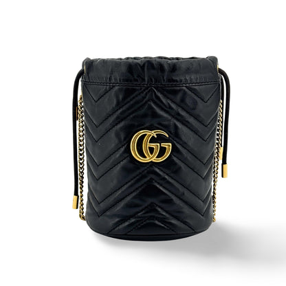Gucci GG Marmont Bucket Matelasse Leather, Black, Leather, Handbag
