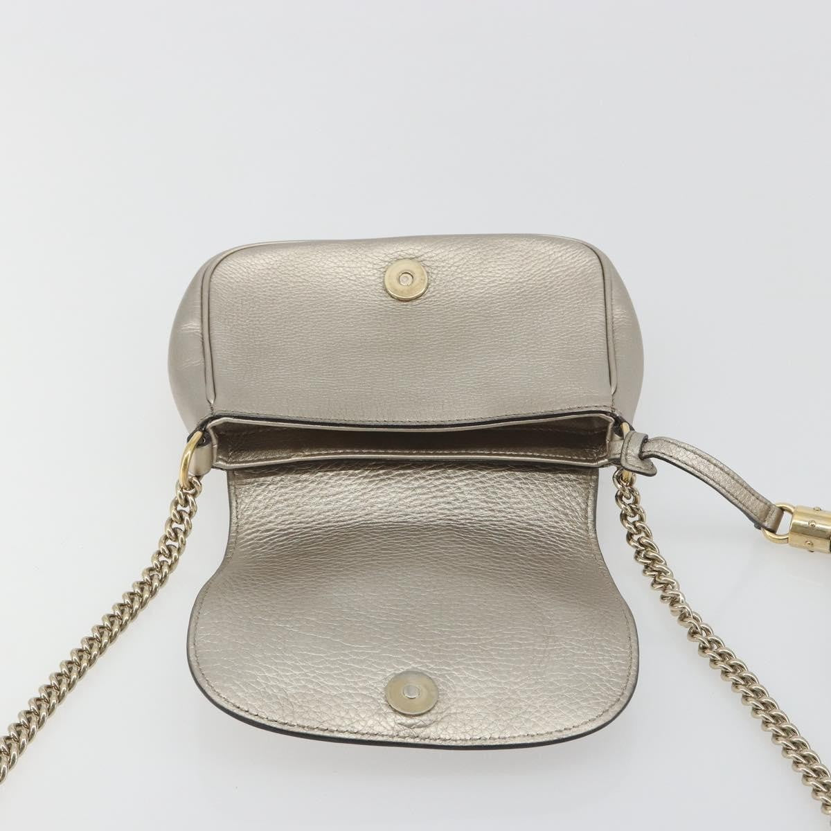 Gucci Soho Chain Leather, Silver, Leather, Shoulder Bag
