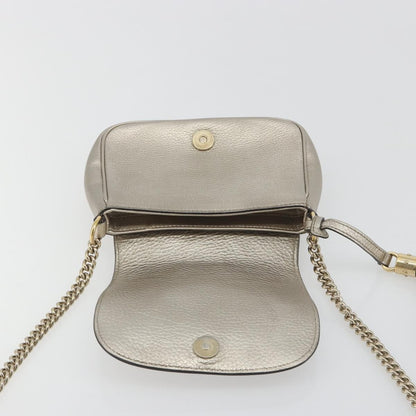 Gucci Soho Chain Leather, Silver, Leather, Shoulder Bag