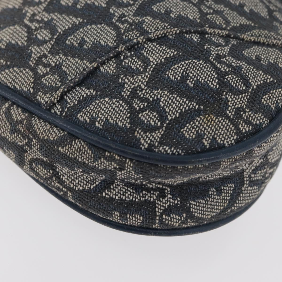 Christian Dior Vintage Saddle Diorissimo Canvas, Navy, Canvas, Handbag