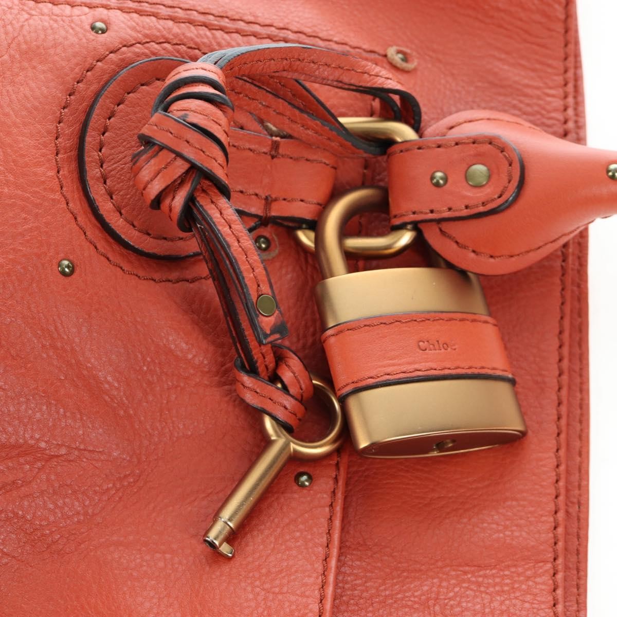 Chloe Paddington Leather, Orange, Leather, Tote Bag