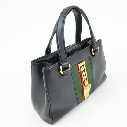 Gucci Sylvie Top Handle Leather, Black, Leather, Handbag