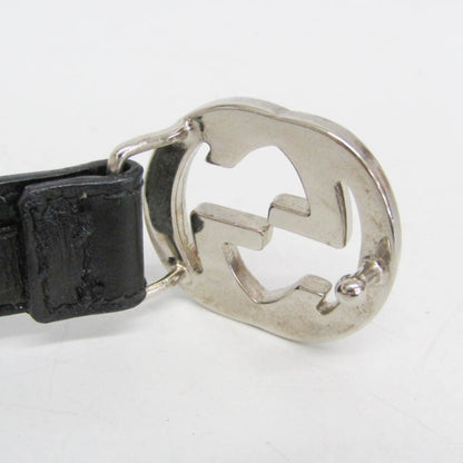 Gucci Interlocking G Belt (Outlet) Leather, Black, Leather, Belt