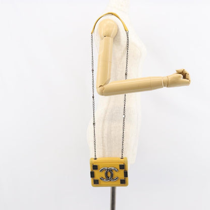 Chanel Boy Brick Flap Bag Lambskin and Plexiglass, YELLOW, LEATHER, Clutche & pouche