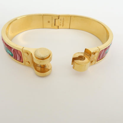 Hermes Charniere Uni Hinged Metal and Enamel, Gold, Metal, Bracelet