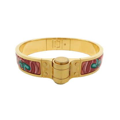 Hermes Charniere Uni Hinged Metal and Enamel, Gold, Metal, Bracelet