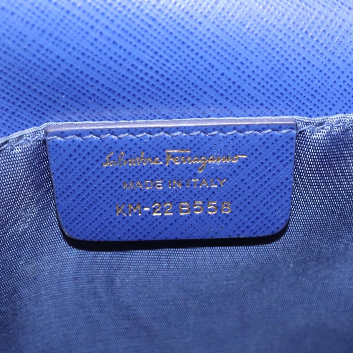 Salvatore Ferragamo Vala Chain Leather, Blue, Leather, Shoulder Bag