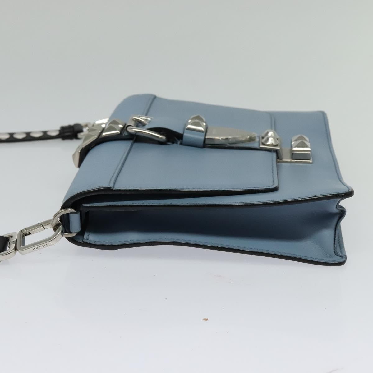 Prada Elektra Studded Leather, Blue, Leather, Shoulder Bag