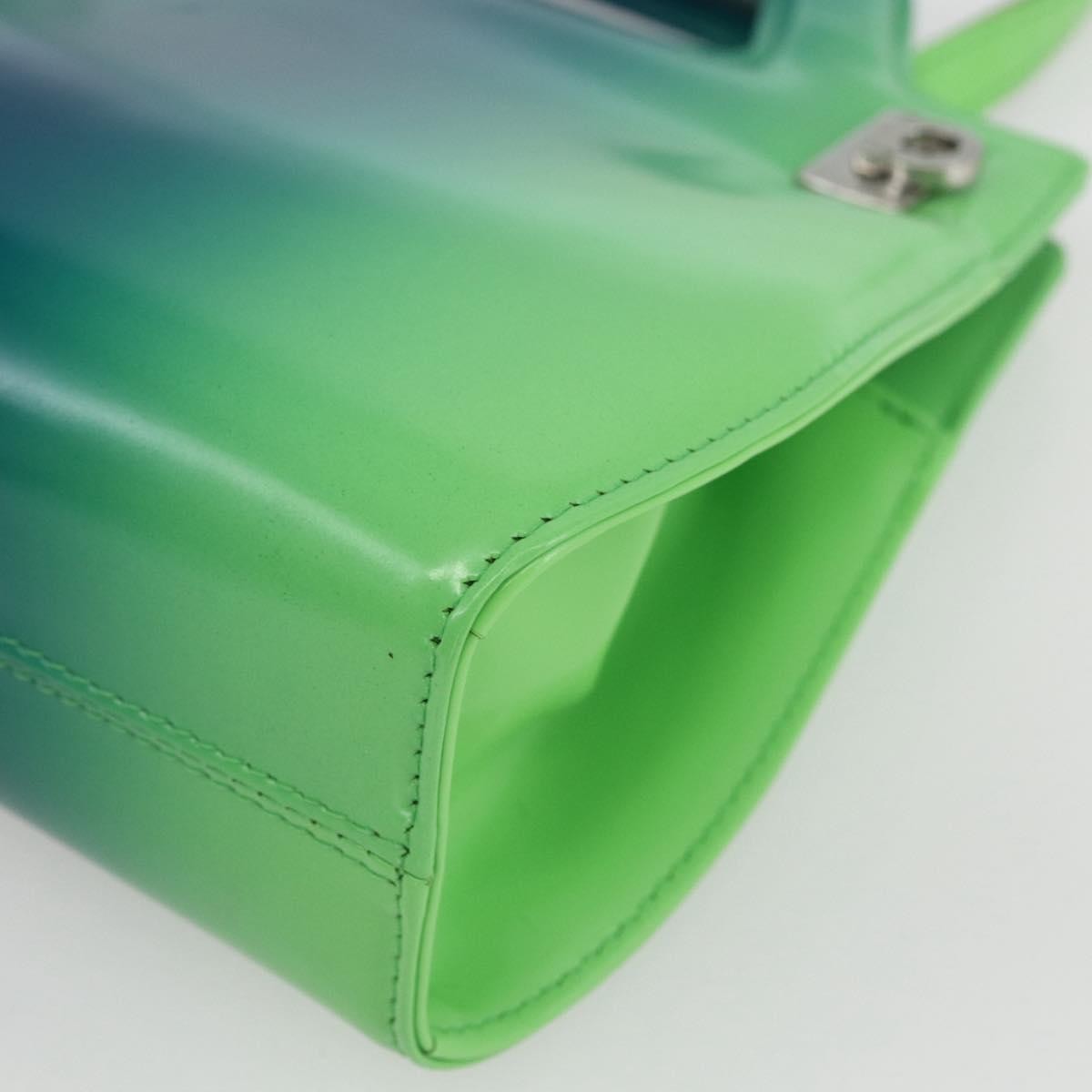 Salvatore Ferragamo Wanda Top Handle Shoulder Gradient Leather, Green, Patent Leather, Handbag