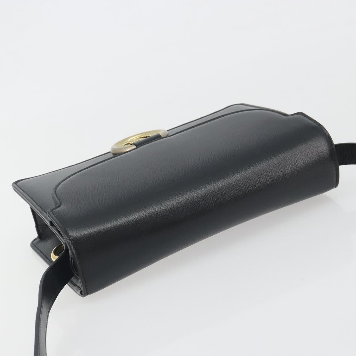 Gucci GG Ring Leather, Black, Leather, Shoulder Bag