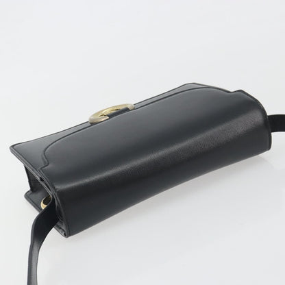 Gucci GG Ring Leather, Black, Leather, Shoulder Bag