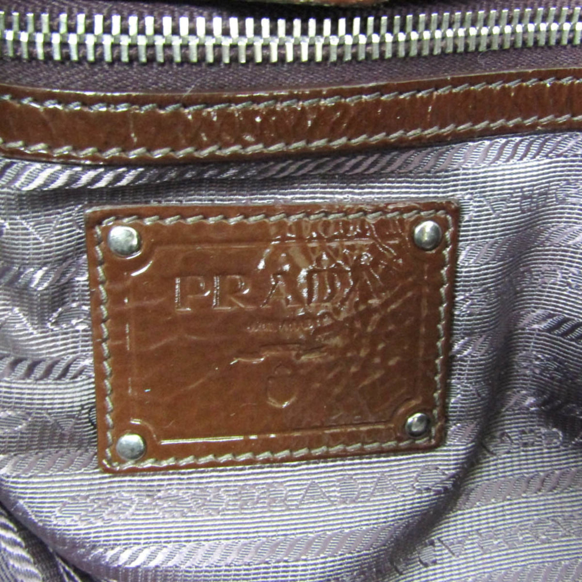 Prada Convertible Zippers Vernice Sfumata, Brown, Patent Leather, Tote Bag