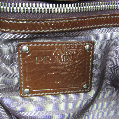 Prada Convertible Zippers Vernice Sfumata, Brown, Patent Leather, Tote Bag