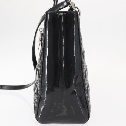 Christian Dior Lady Dior Cannage Stitch Patent, Black, Patent Leather, Handbag