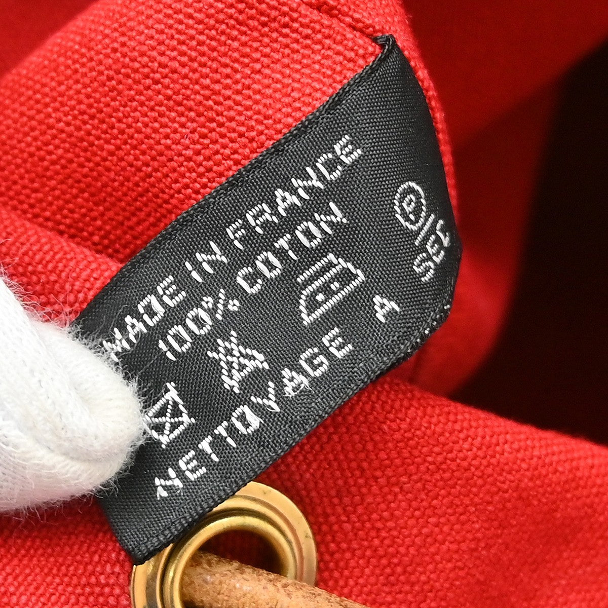 Hermes Polochon Drawstring Cotton, Red, Cotton, Backpack