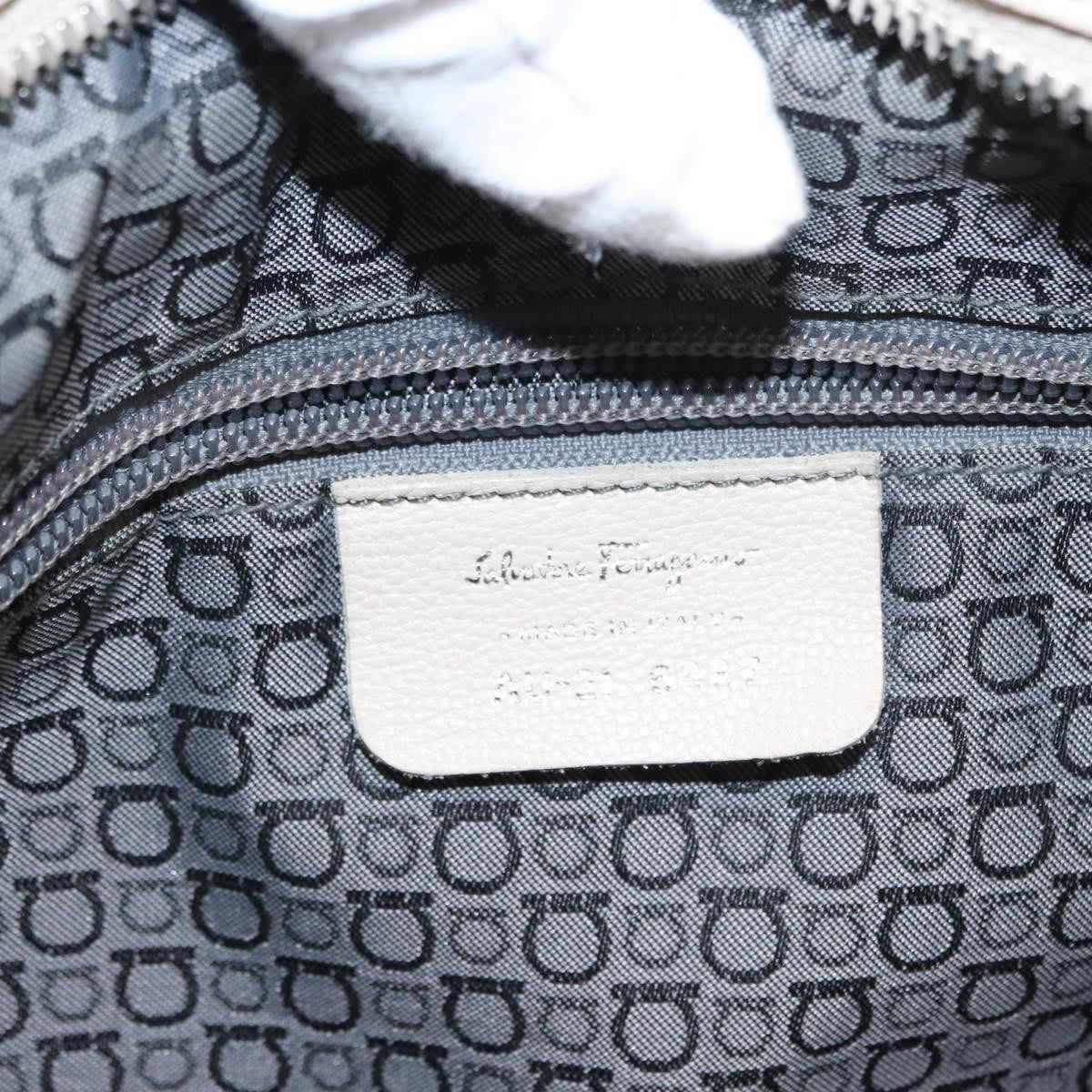 Salvatore Ferragamo Gancini Leather, Silver, Leather, Shoulder Bag