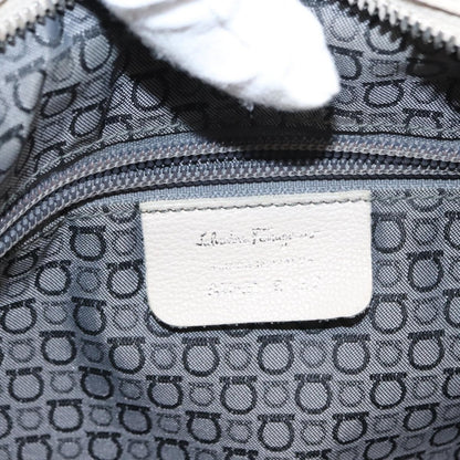Salvatore Ferragamo Gancini Leather, Silver, Leather, Shoulder Bag