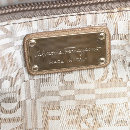 Salvatore Ferragamo Gancini Leather, Beige, Leather, Handbag