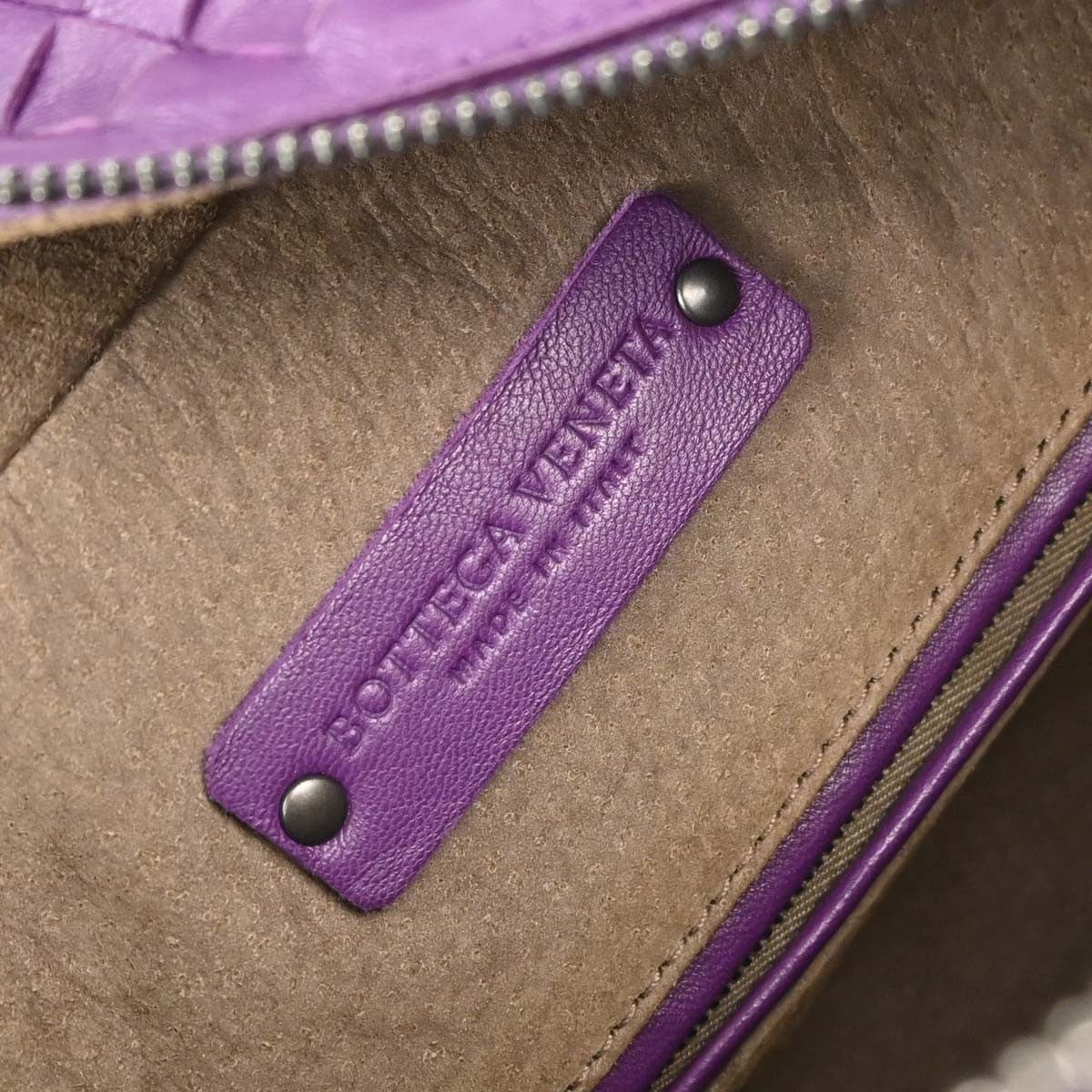 Bottega Veneta Brick Intrecciato Nappa, Purple, Leather, Tote Bag