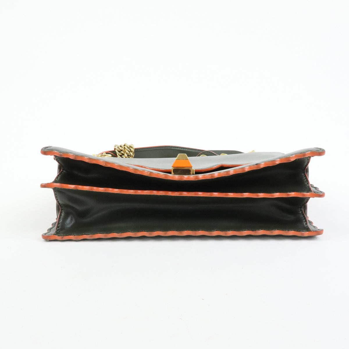 Fendi Kan I Leather, Green, Leather, Shoulder Bag