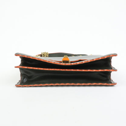 Fendi Kan I Leather, Green, Leather, Shoulder Bag