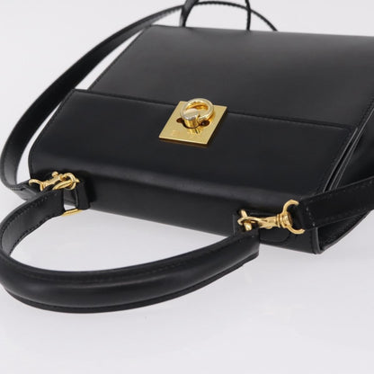 Celine Vintage Logo Top Handle Leather, Black, Leather, Handbag
