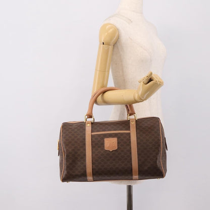 Celine Vintage Macadam Boston Canvas and Leather, Brown, PVC, Handbag