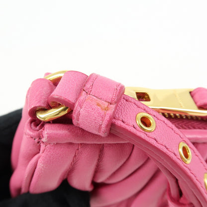 Miu Miu Zip Wristlet Matelasse Leather, Pink, Leather, Clutch