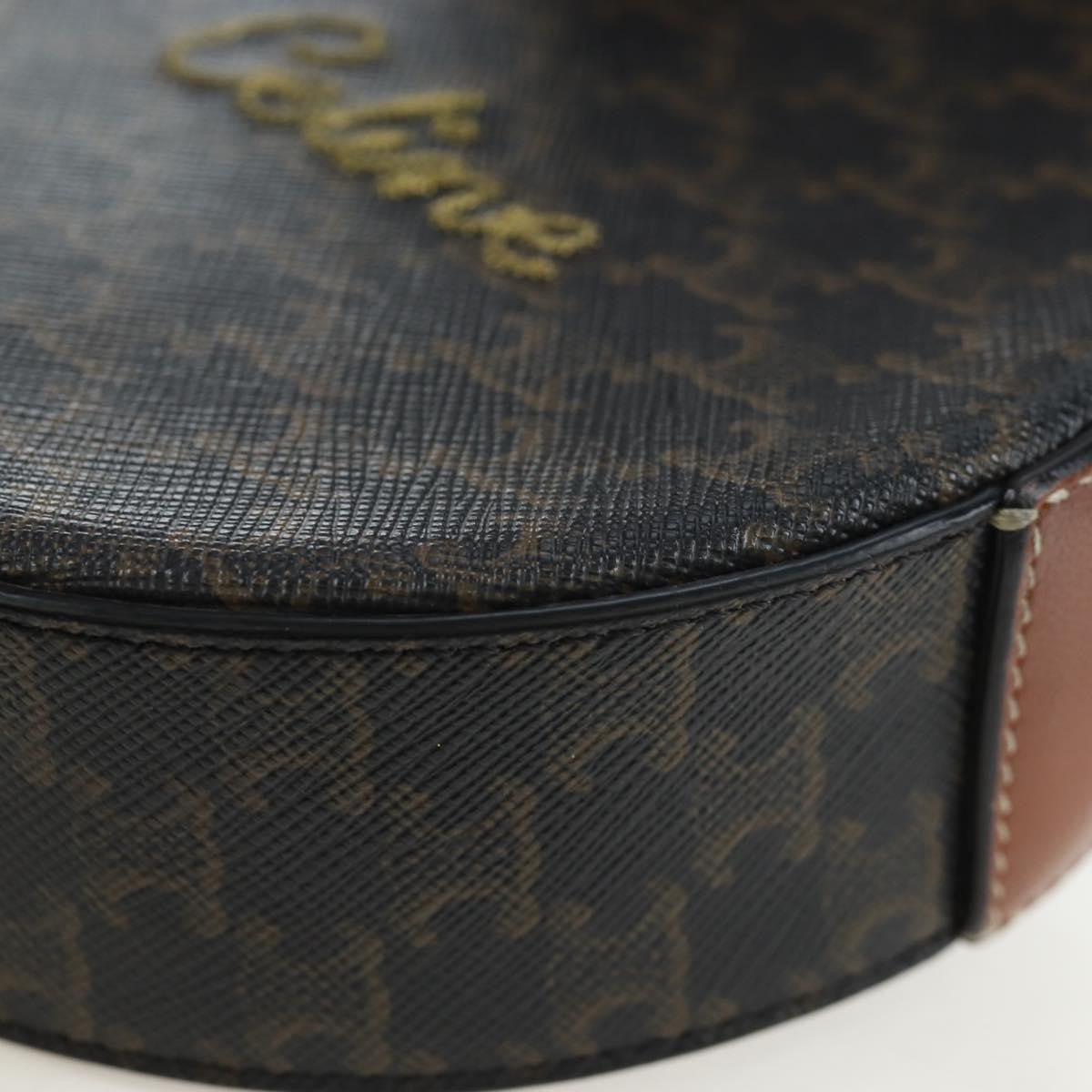 Celine Round Purse on Strap Triomphe Coated Canvas, Black, PVC, Shoulder Bag