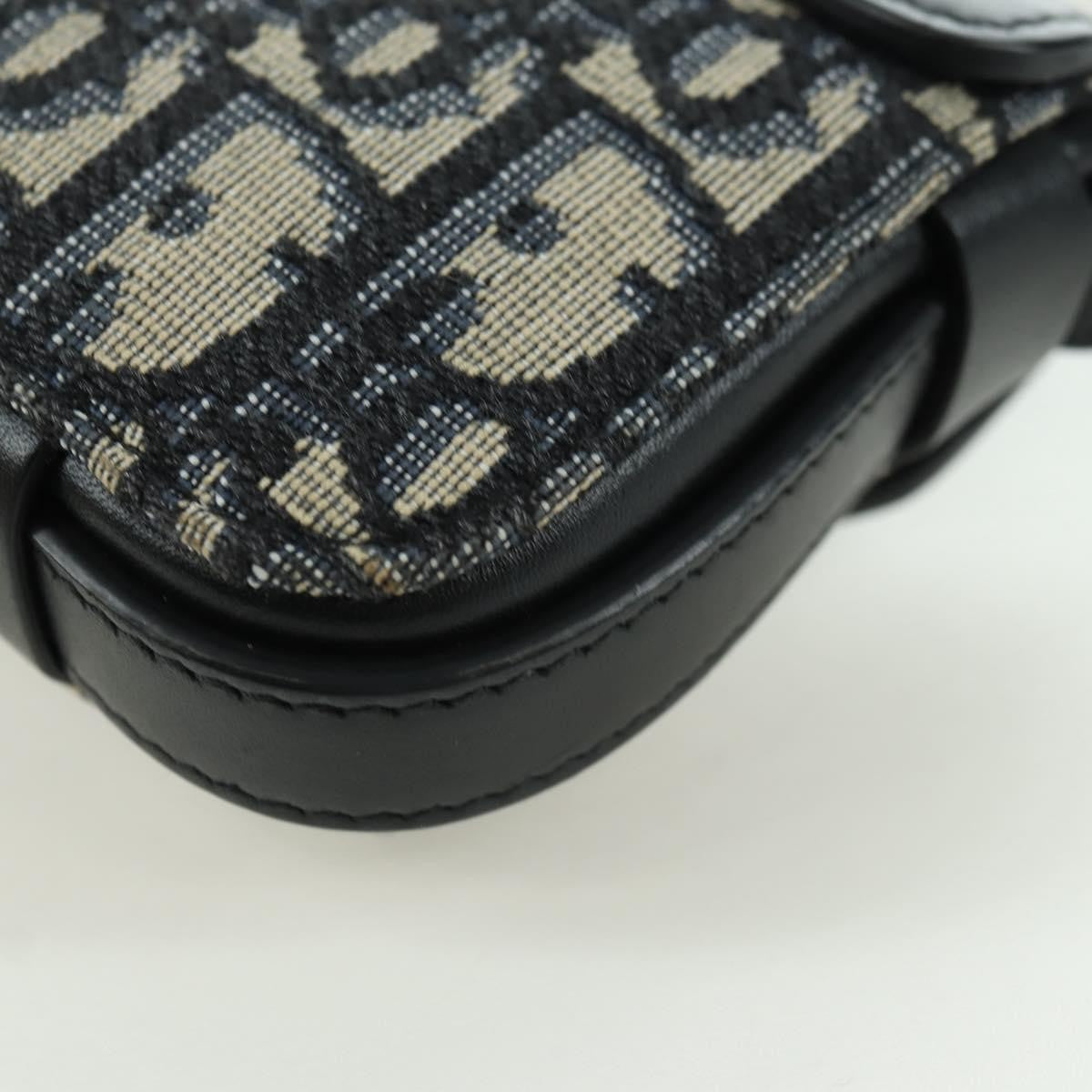 Christian Dior Clasp Lock Messenger Oblique Canvas and Leather, Navy, Canvas, Clutch