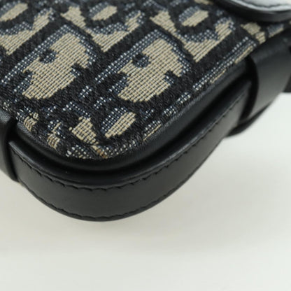 Christian Dior Clasp Lock Messenger Oblique Canvas and Leather, Navy, Canvas, Clutch