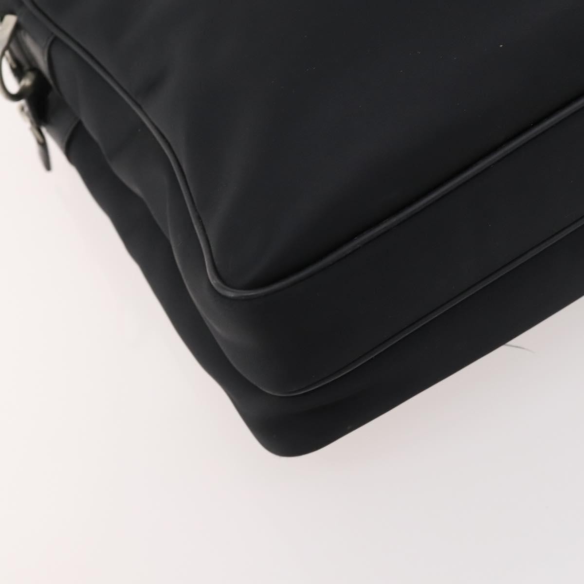 Burberry Front Zip Pocket Convertible Leather, Black, Nylon, Briefcase
