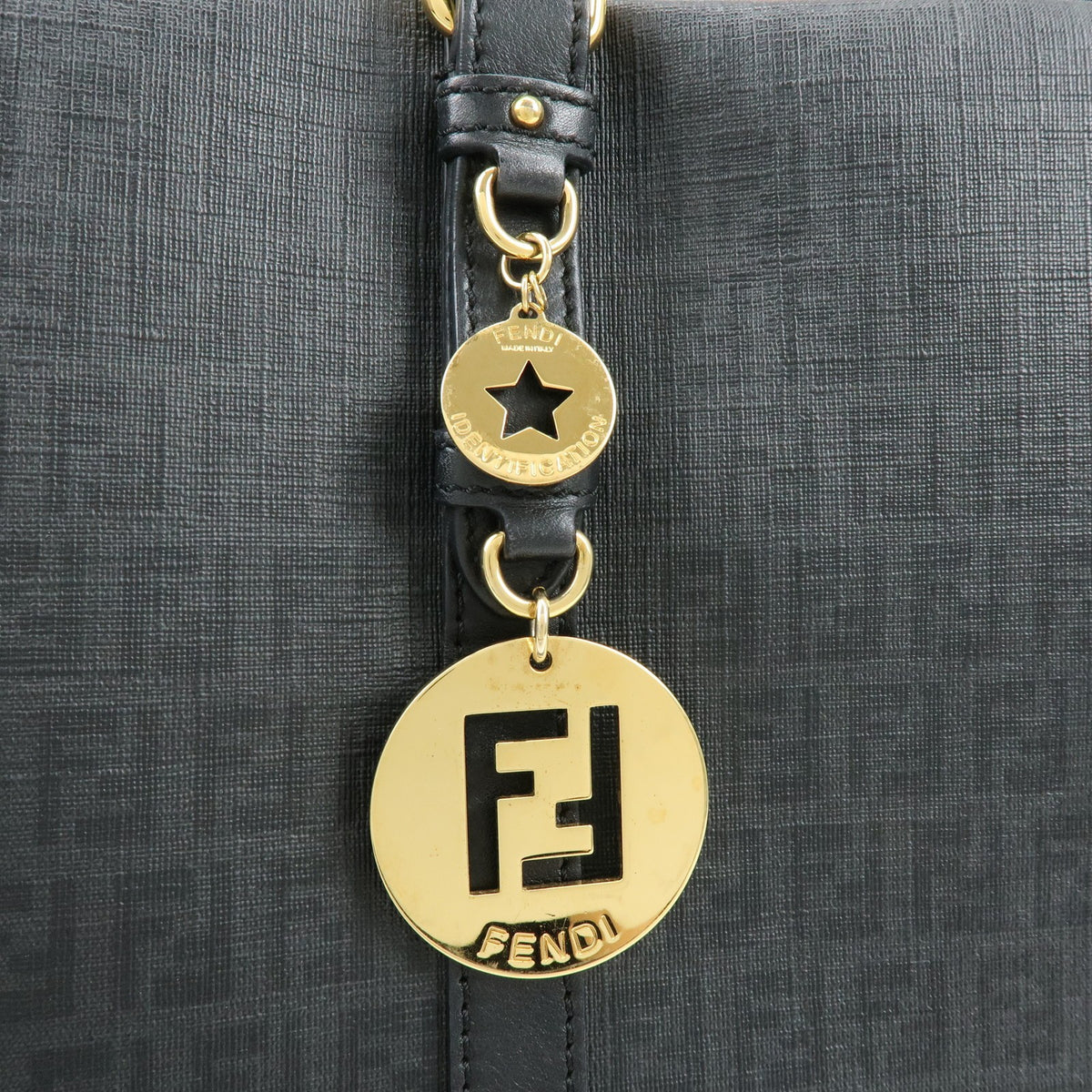Fendi Superstar Zucchino Coated Canvas, Black, Canvas, Tote Bag