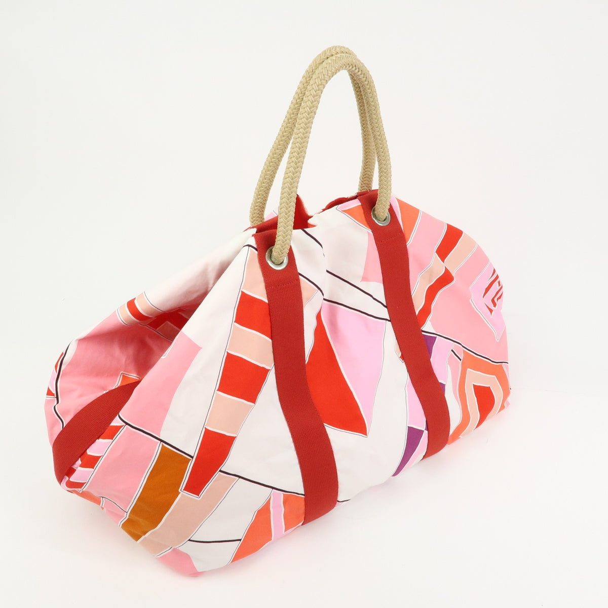 Hermes Drapeaux Au Vent Printed Canvas, Multicolour, Canvas, Handbag