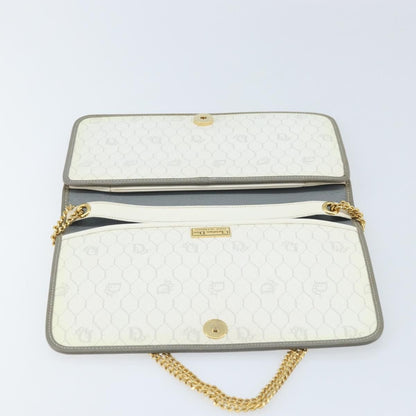 Christian Dior Vintage Honeycomb chain Canvas, White, Canvas, Shoulder Bag