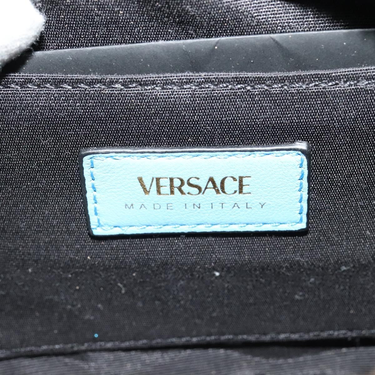 Versace Medusa Icon Front Slip Pocket Camera Quilted Leather, Blue, Leather, Shoulder Bag
