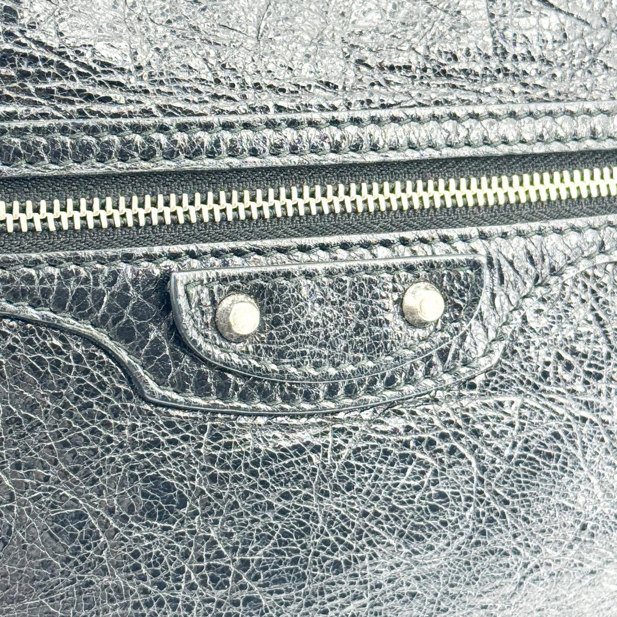 Balenciaga Zip Around Classic Studs Clutch Leather, Black, Leather, Clutch