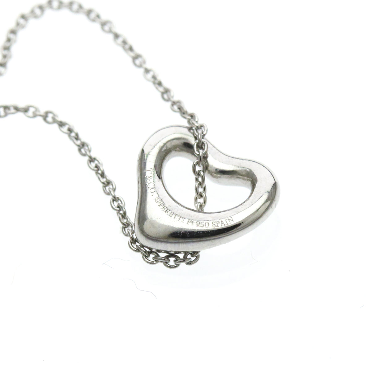 Tiffany & Co. Elsa Peretti Open Heart Pendant Platinum, Silver, Platinum, Necklace