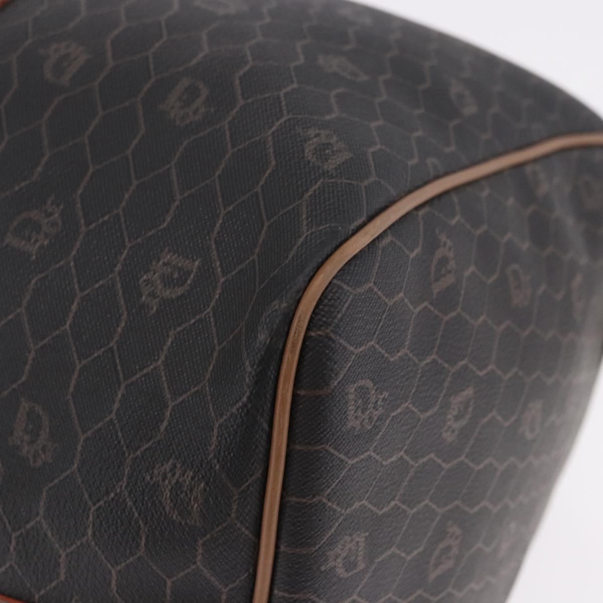 Christian Dior Vintage Honeycomb Boston Canvas and Leather, Black, Canvas, Travel Bag