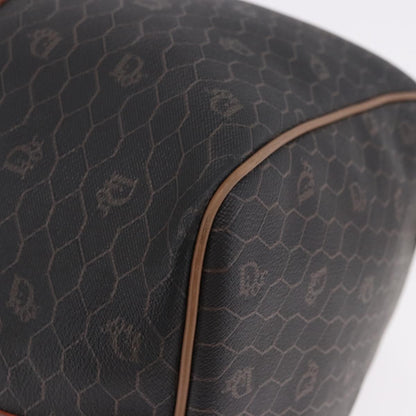 Christian Dior Vintage Honeycomb Boston Canvas and Leather, Black, Canvas, Travel Bag