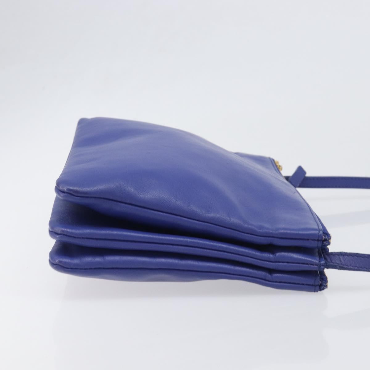 Celine Trio Leather, Blue, Leather, Shoulder Bag