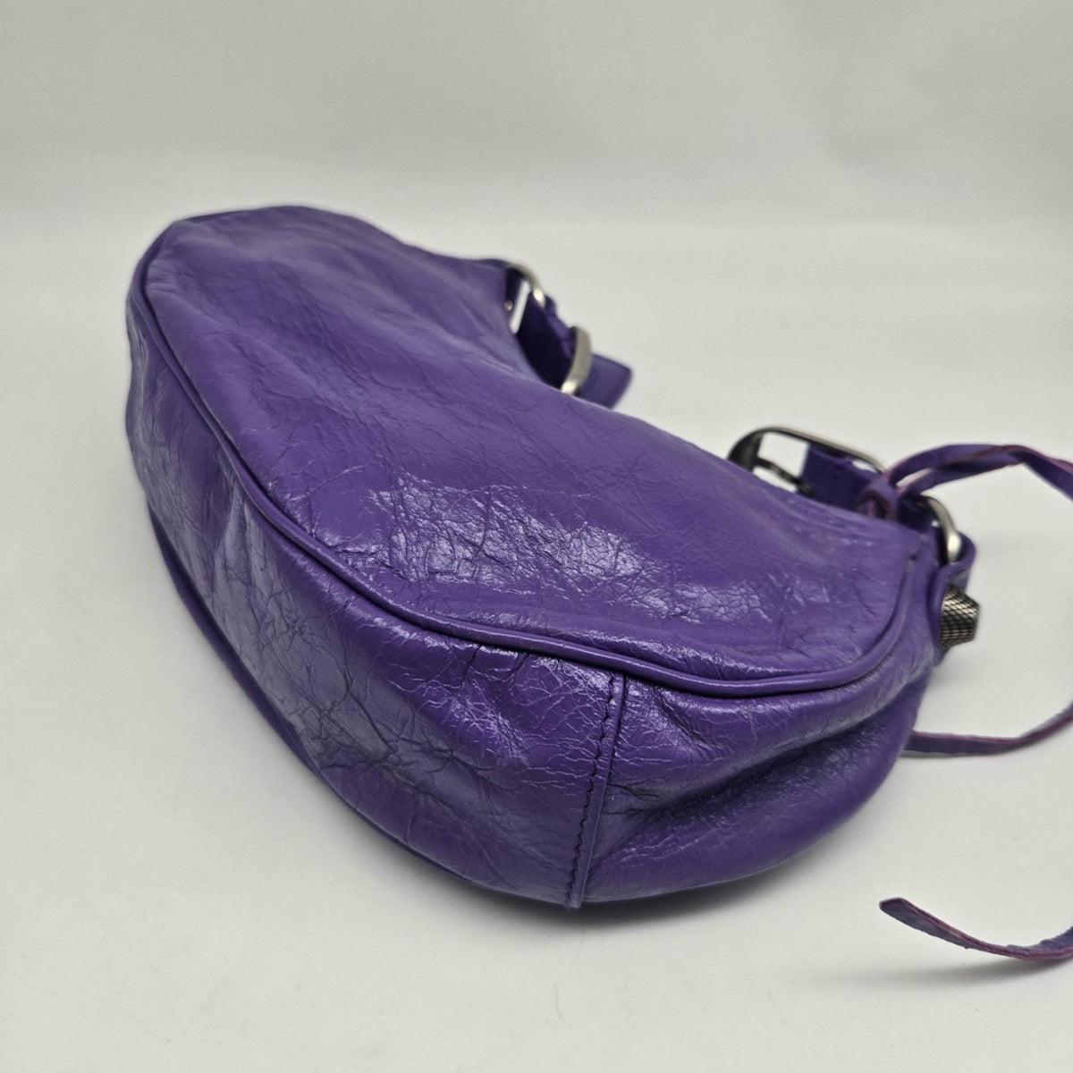 Balenciaga Le Cagole Giant Studs Leather, Purple, Leather, Shoulder Bag